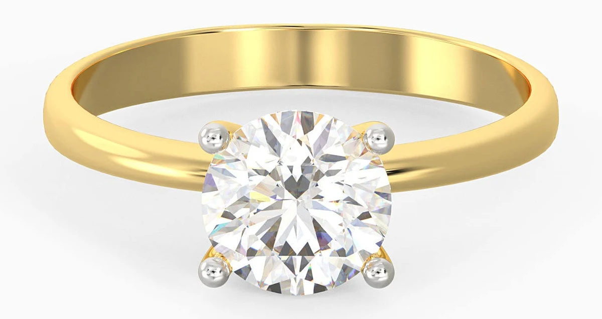 GIVA Jewellery Gold Mystic Aura Solitaire Diamond Ring